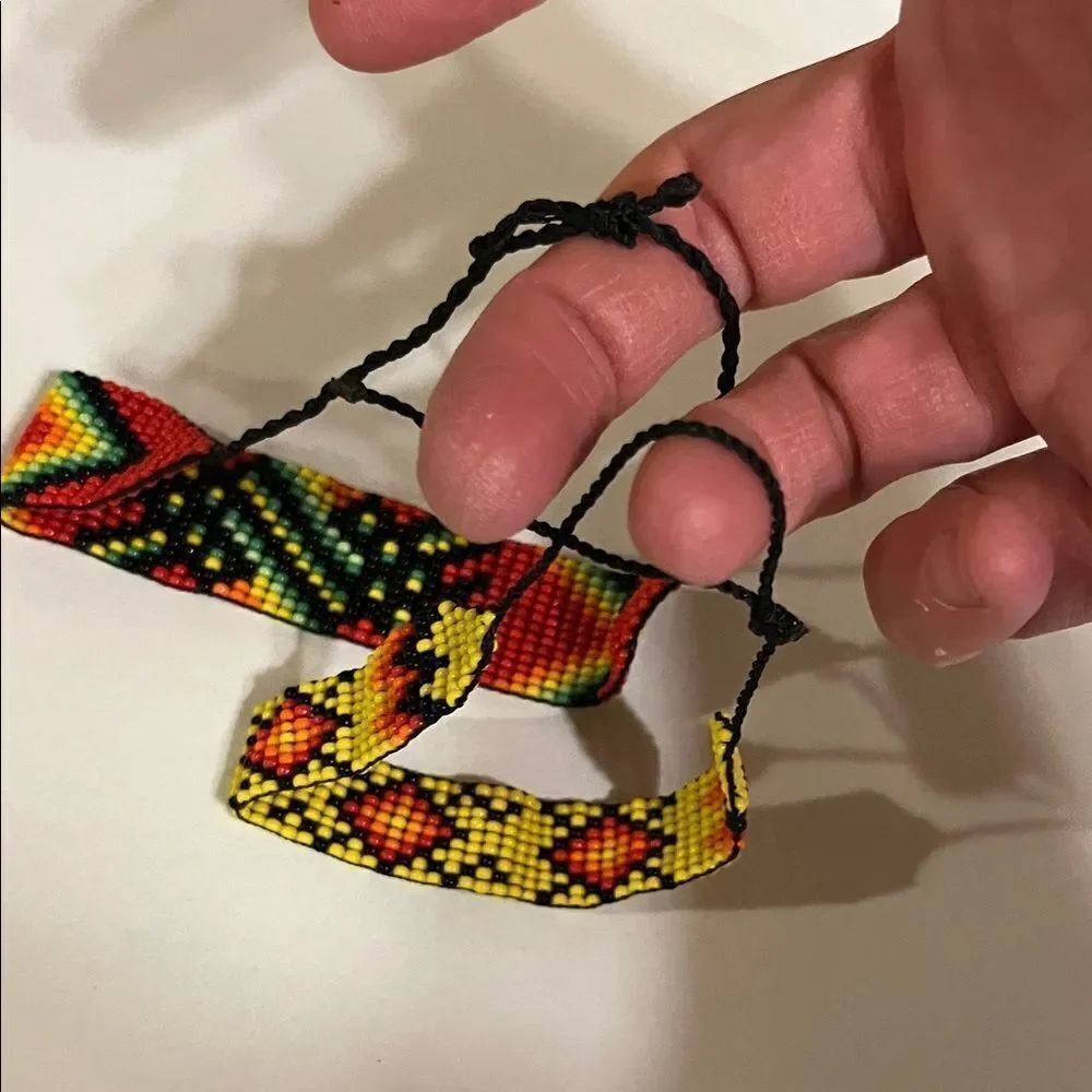 Handcrafted Beaded Bracelets - Red and Yellow - Picture 3 of 3